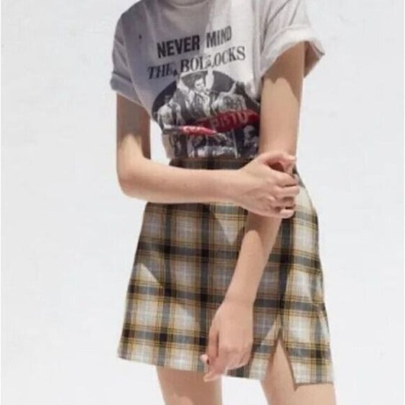 Urban Outfitters Dresses & Skirts - Urban Outfitters Yellow Plaid Mini Skirt Women's XS Preppy Academia Clueless Y2K